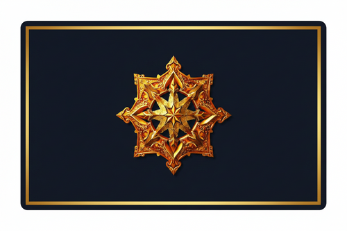 Decorative gold star emblem on a dark blue background